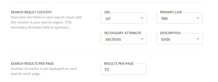 搜索结果字段配置及分页数配置